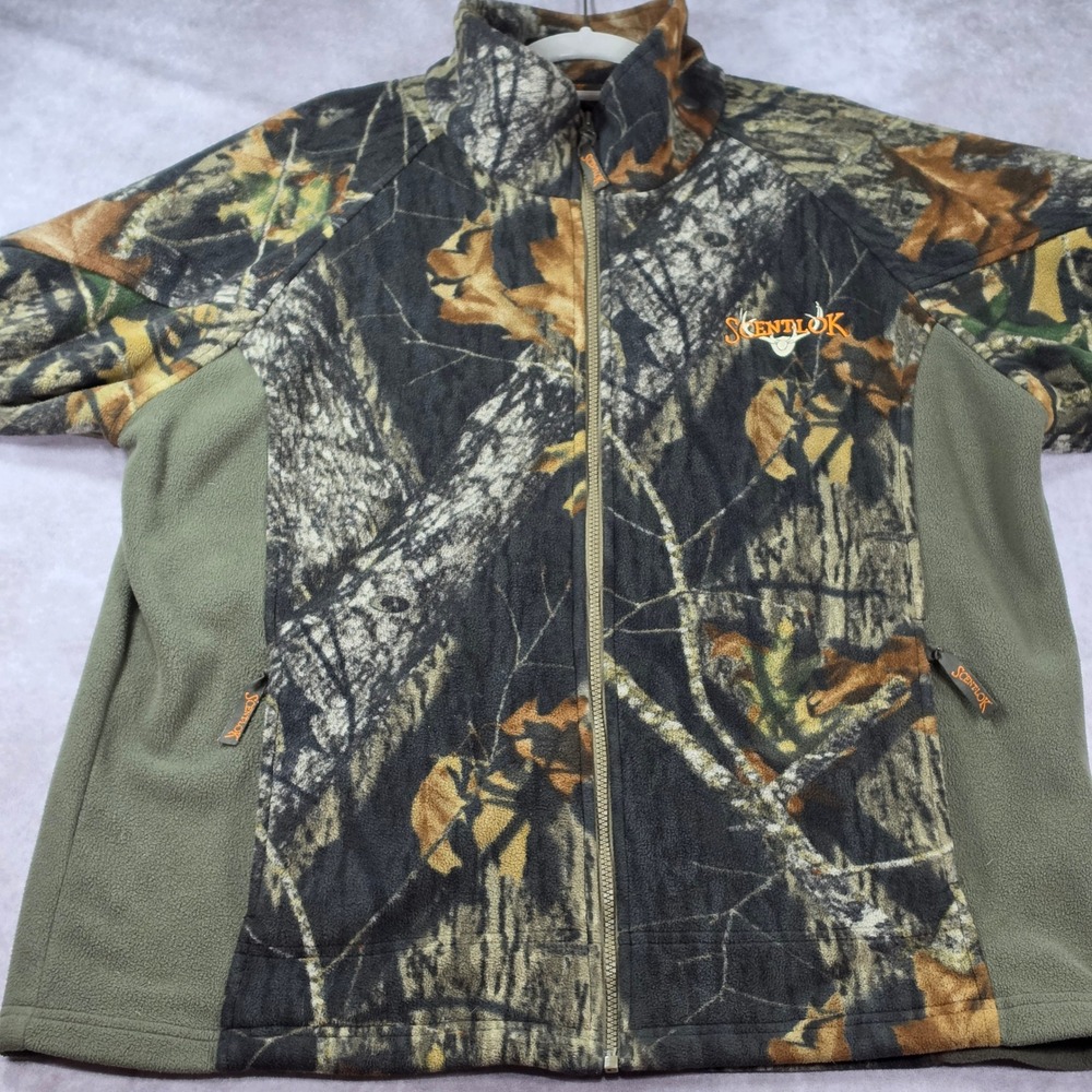 ScentLok Fleece Jacket Mens XL Camo Excellent Odor Eliminating Full Zip Hunting